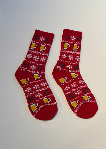 Genesee G Stalk Christmas Sweater Socks.