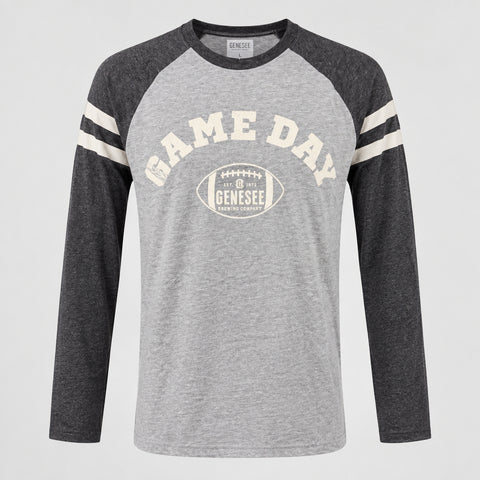 Genesee Navy/Gray Gameday Raglan Long Sleeve T.