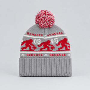 Genesee G Stalk Big Foot Winter Beanie Gray and Red.