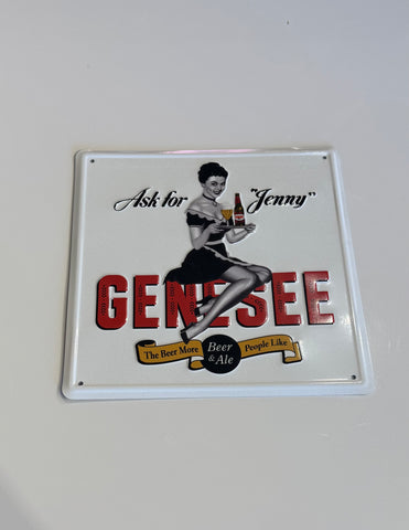 Genesee “Ask for Jenny” 12”X12” Tin Tacker