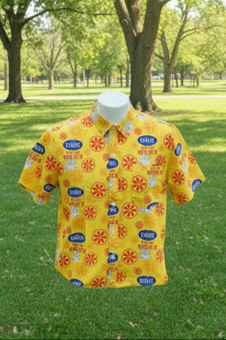 Ruby Red Kolsch Yellow Button Down,  Short Sleeve Shirt.