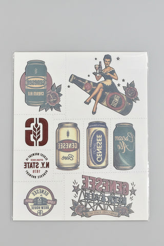 Genesee Small Tattoo sheet 4”X4.5” Sheet. 9 Mini Tattoos.
