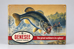 Genesee Retro Fishing Scene 11.5X8.5 Tin Tacker.