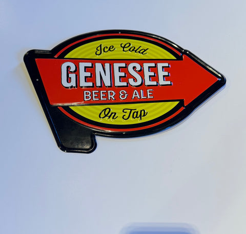 Genesee Retro Ice Cold Beer On Tap Tin Tacker.