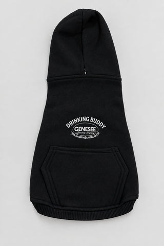 Genesee Drinking Buddy Black Pet Hoodie.