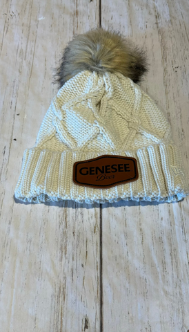 Genesee leather patch Faux Fur beanie