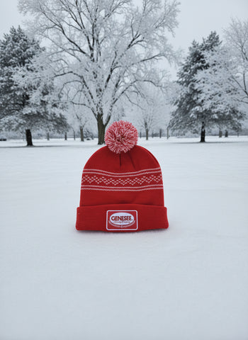 Genesee Red Pom Beanie